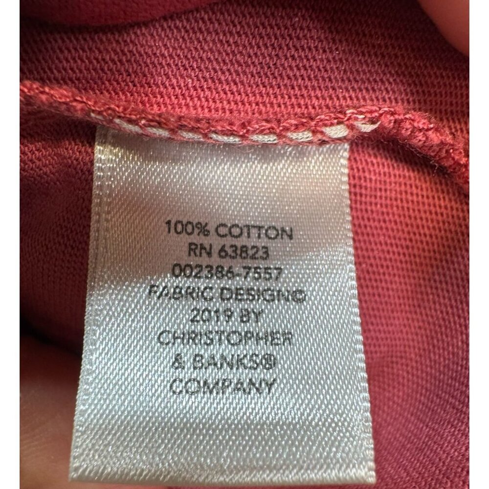 Cj Banks Womens V-Neck 3/4 Sleeve Top Blouse Size X Rose Patterned Casual - Picture 4 of 10